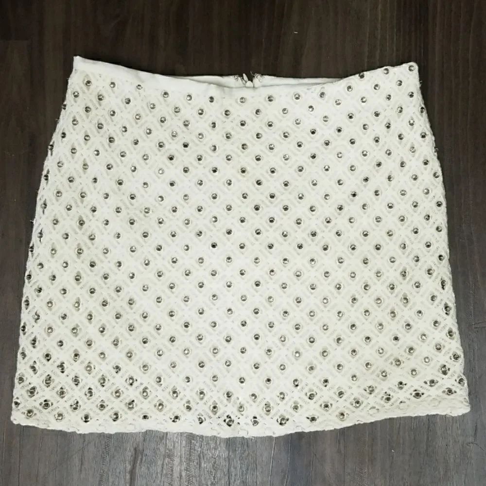 Zara Embellished Rhinestone Crochet skirt size S